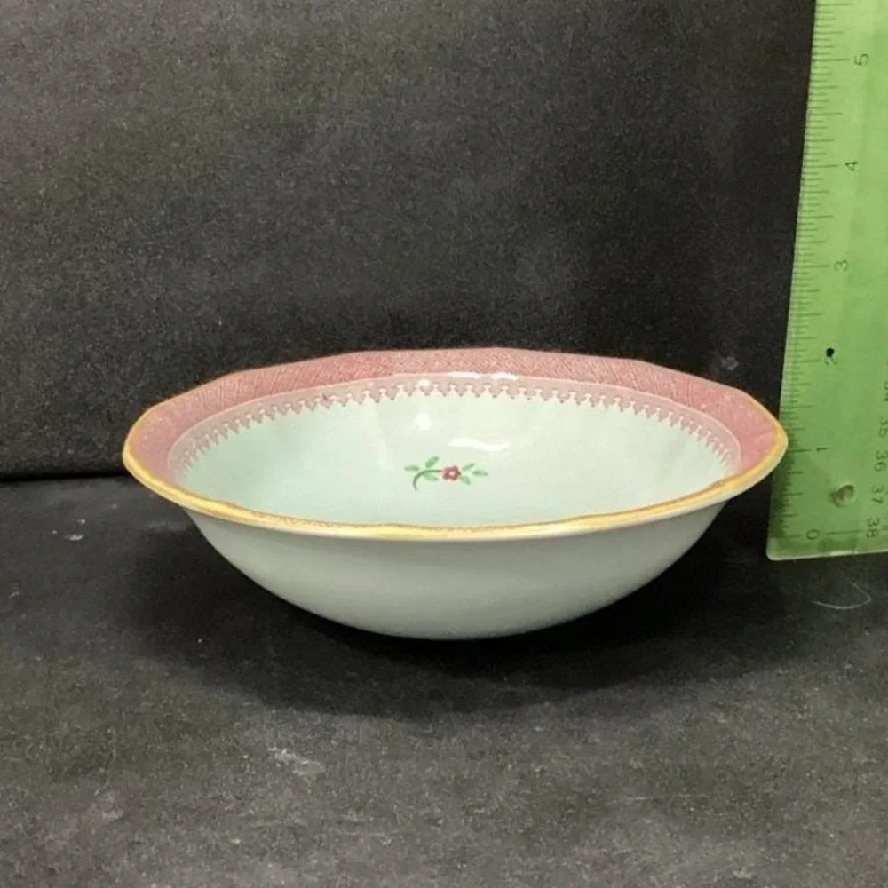 Adams Calyx Ware Lowestoft Dessert Bowl, Hand-Painted Fruit, Vtg English Pottery